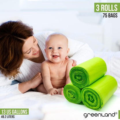 Biodegradable Diaper Pail Bags Compatible with Ubbi – Lemon Scented (75 Bags, 13 Gallons)