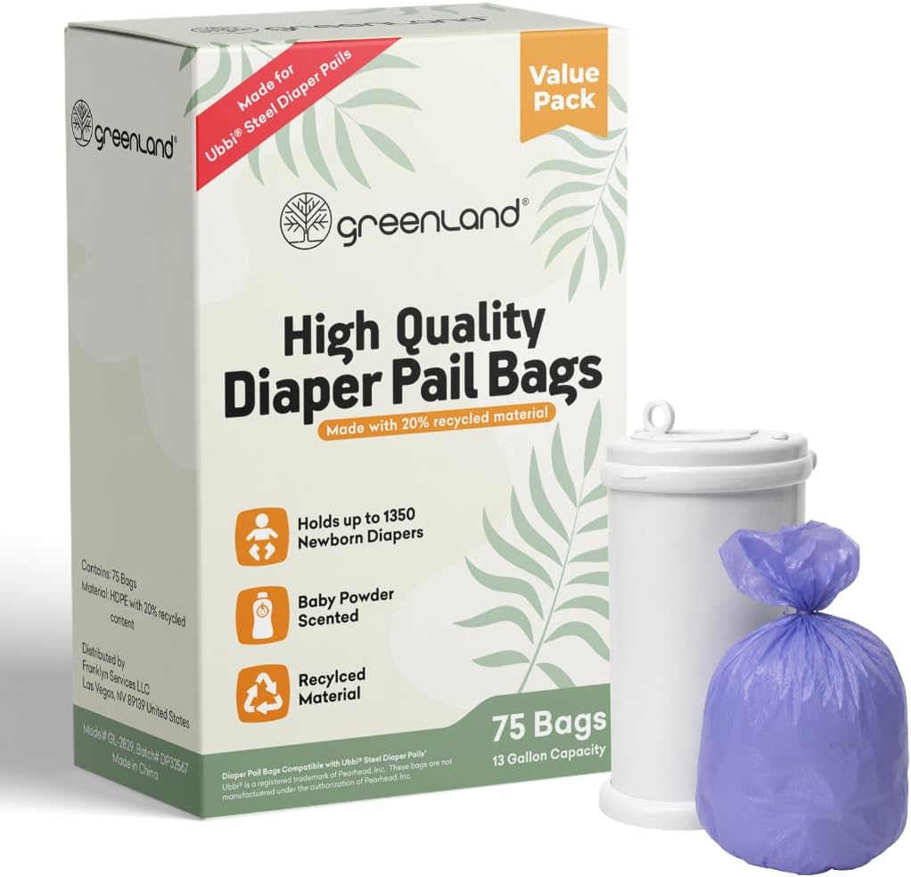 Biodegradable Diaper Pail Bags Compatible with Ubbi – Lemon Scented (75 Bags, 13 Gallons)