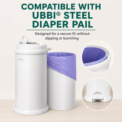 Biodegradable Diaper Pail Bags Compatible with Ubbi – Lemon Scented (75 Bags, 13 Gallons)