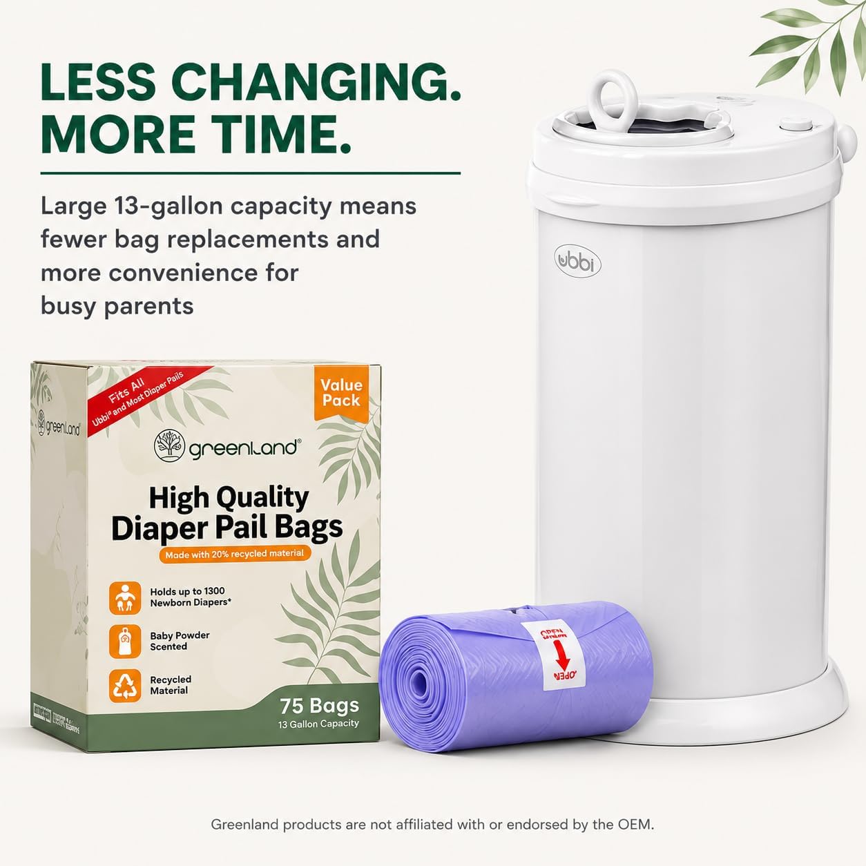 Biodegradable Diaper Pail Bags Compatible with Ubbi – Lemon Scented (75 Bags, 13 Gallons)