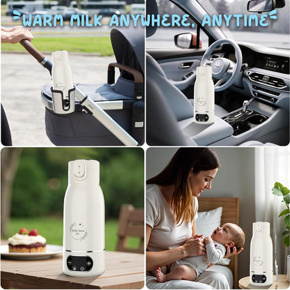 Portable Baby Bottle Warmer for Travel - 17 oz Big Capacity - Milk & Water Warmer, Ideal for Breastmilk and Baby Bottles - Accurate Temperature Control - Touch Screen Display - On-The-Go Convenience