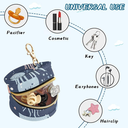 Cute Sea Creatures Baby Pacifier Holder Case, Dustproof Portable Storage Box for Diaper Bag Purse, Pacifier Storage Container for Boys & Girls
