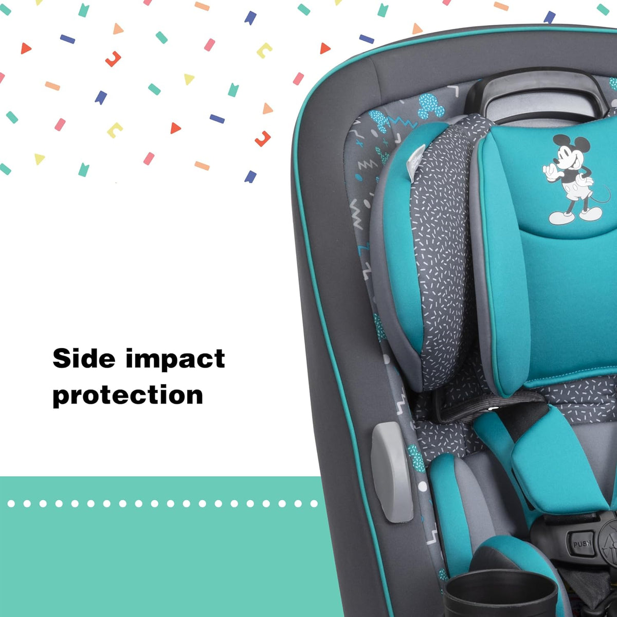 Grow and Go Convertible Car Seat, Rear Facing 5-40 pounds, Forward Facing 30-65 pounds, Booster 40-100 lbs, Convert from Infant to Toddler, Mickey Sprinkle