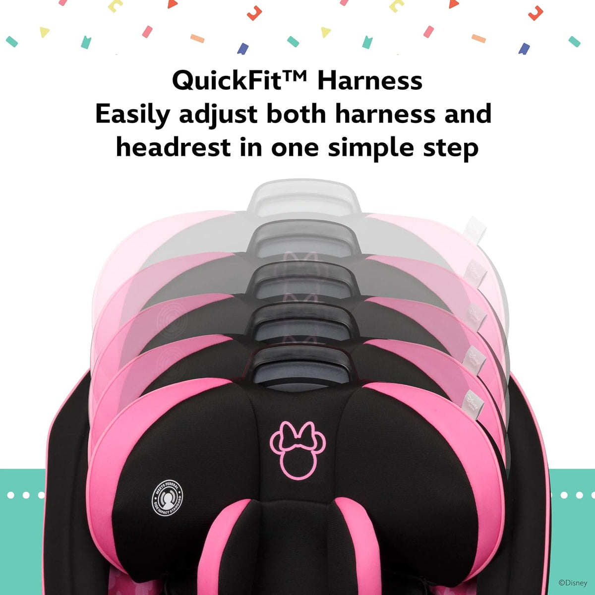 Grow and Go Convertible Car Seat, Rear Facing 5-40 pounds, Forward Facing 30-65 pounds, Booster 40-100 lbs, Convert from Infant to Toddler, Mickey Sprinkle