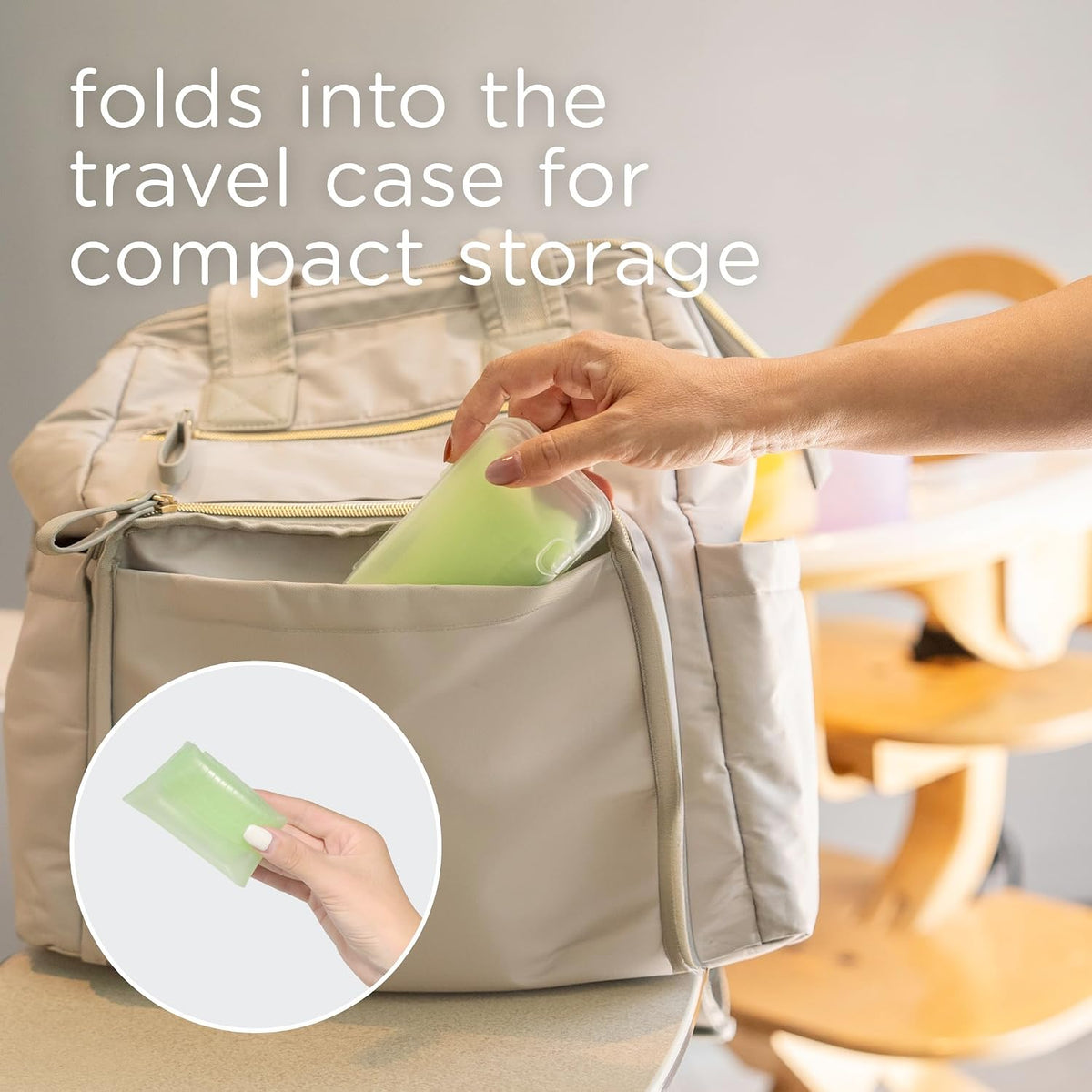 Fold N Go Silicone Baby Bib w/Travel Case, Waterproof