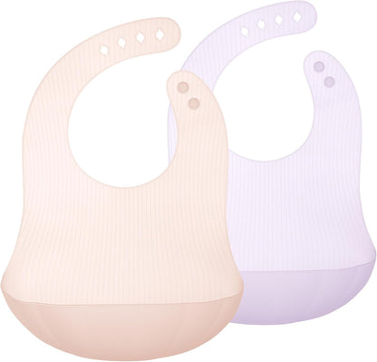 Fold N Go Silicone Baby Bib w/Travel Case, Waterproof