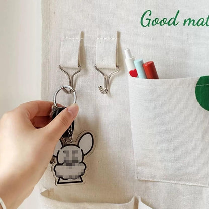 Canvas 5 & 12 Pocket Wall Hanging Storage Caddy, Multi-Pocket Fabric Organizer, Over The Door Hanging Bag for Keys Magazines(with 12 pocket,Green)