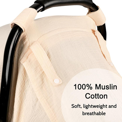 Muslin Car Seat Cover Baby, Summer Car Seat Covers for Babies, Infants, and Newborns, Ultra Soft Breathable Universal Fit Stroller Carseat Canopy Covers for Boys Girls (Heart)