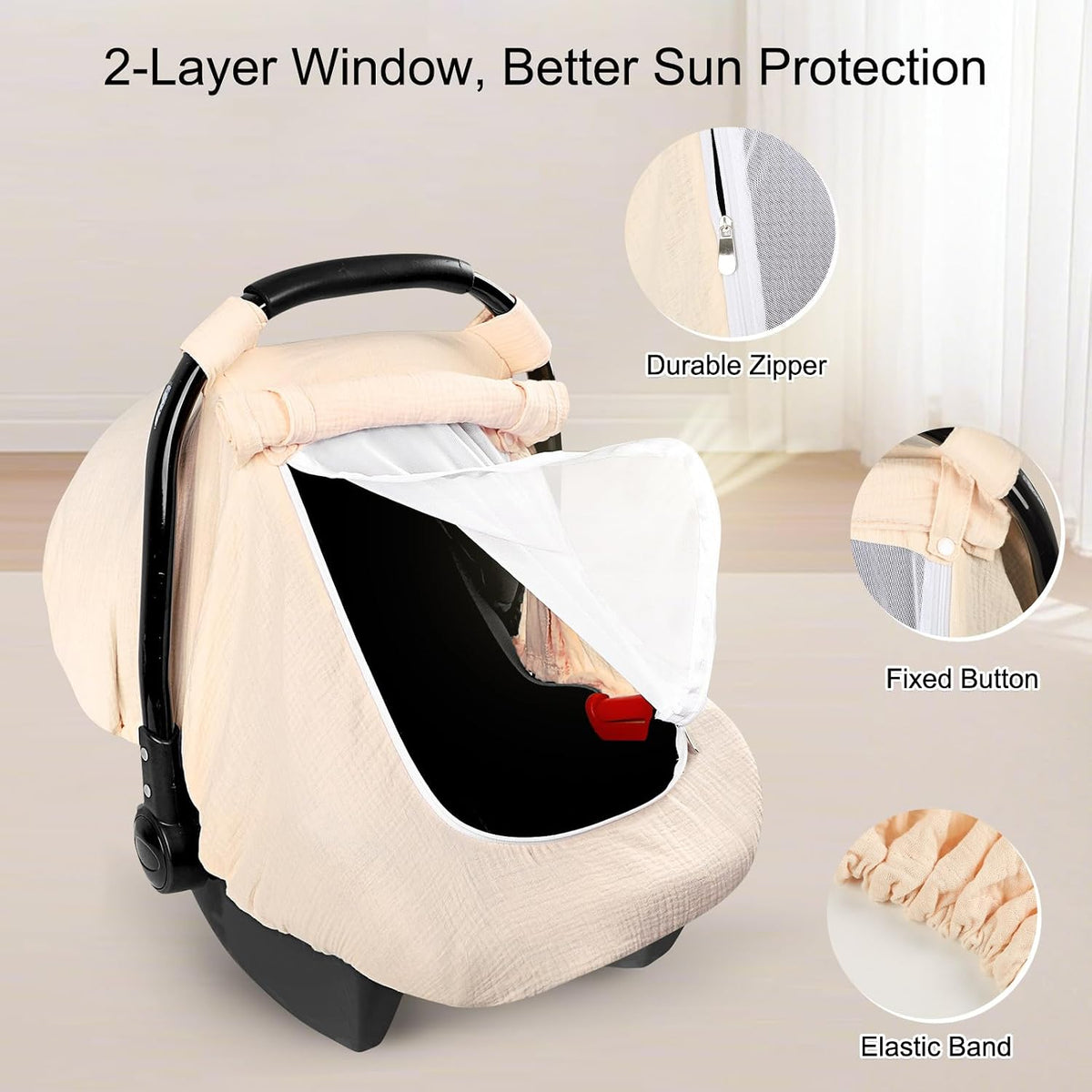 Muslin Car Seat Cover Baby, Summer Car Seat Covers for Babies, Infants, and Newborns, Ultra Soft Breathable Universal Fit Stroller Carseat Canopy Covers for Boys Girls (Heart)