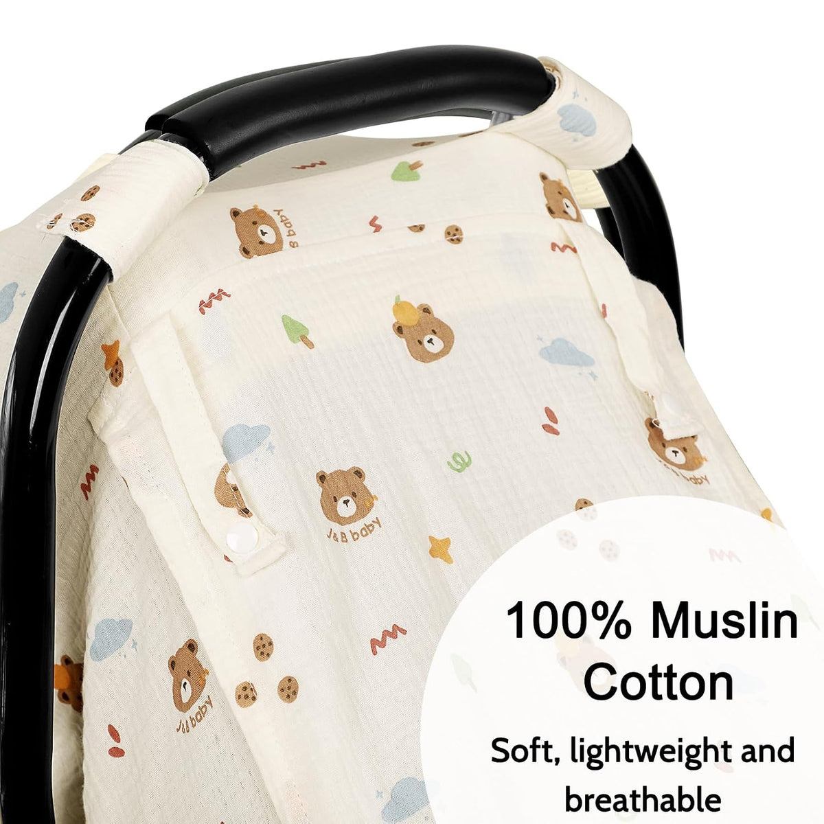 Muslin Car Seat Cover Baby, Summer Car Seat Covers for Babies, Infants, and Newborns, Ultra Soft Breathable Universal Fit Stroller Carseat Canopy Covers for Boys Girls (Heart)