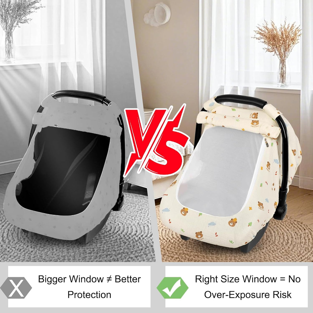 Muslin Car Seat Cover Baby, Summer Car Seat Covers for Babies, Infants, and Newborns, Ultra Soft Breathable Universal Fit Stroller Carseat Canopy Covers for Boys Girls (Heart)