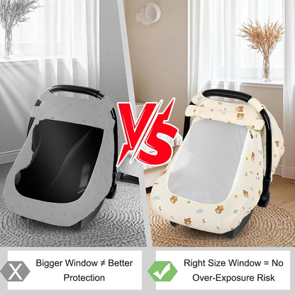 Muslin Car Seat Cover Baby, Summer Car Seat Covers for Babies, Infants, and Newborns, Ultra Soft Breathable Universal Fit Stroller Carseat Canopy Covers for Boys Girls (Heart)