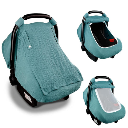 Muslin Car Seat Cover Baby, Summer Car Seat Covers for Babies, Infants, and Newborns, Ultra Soft Breathable Universal Fit Stroller Carseat Canopy Covers for Boys Girls (Heart)