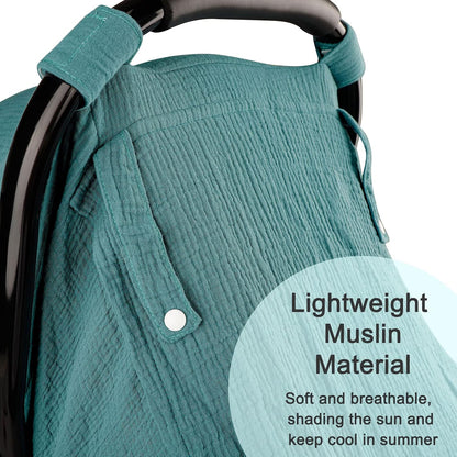 Muslin Car Seat Cover Baby, Summer Car Seat Covers for Babies, Infants, and Newborns, Ultra Soft Breathable Universal Fit Stroller Carseat Canopy Covers for Boys Girls (Heart)