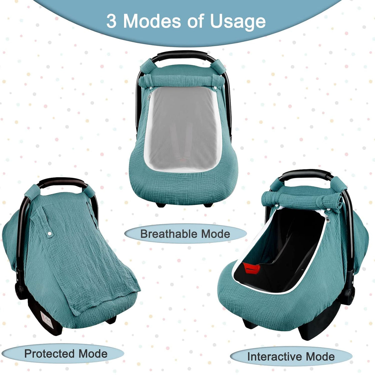 Muslin Car Seat Cover Baby, Summer Car Seat Covers for Babies, Infants, and Newborns, Ultra Soft Breathable Universal Fit Stroller Carseat Canopy Covers for Boys Girls (Heart)