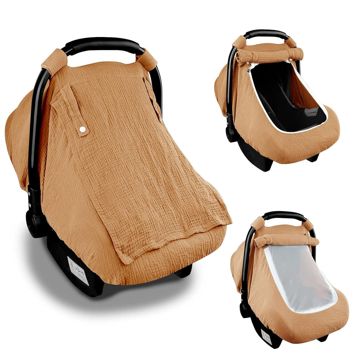 Muslin Car Seat Cover Baby, Summer Car Seat Covers for Babies, Infants, and Newborns, Ultra Soft Breathable Universal Fit Stroller Carseat Canopy Covers for Boys Girls (Heart)