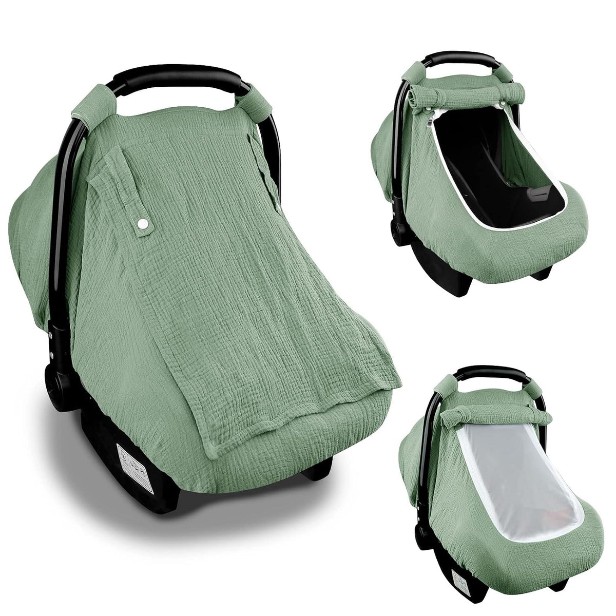 Muslin Car Seat Cover Baby, Summer Car Seat Covers for Babies, Infants, and Newborns, Ultra Soft Breathable Universal Fit Stroller Carseat Canopy Covers for Boys Girls (Heart)