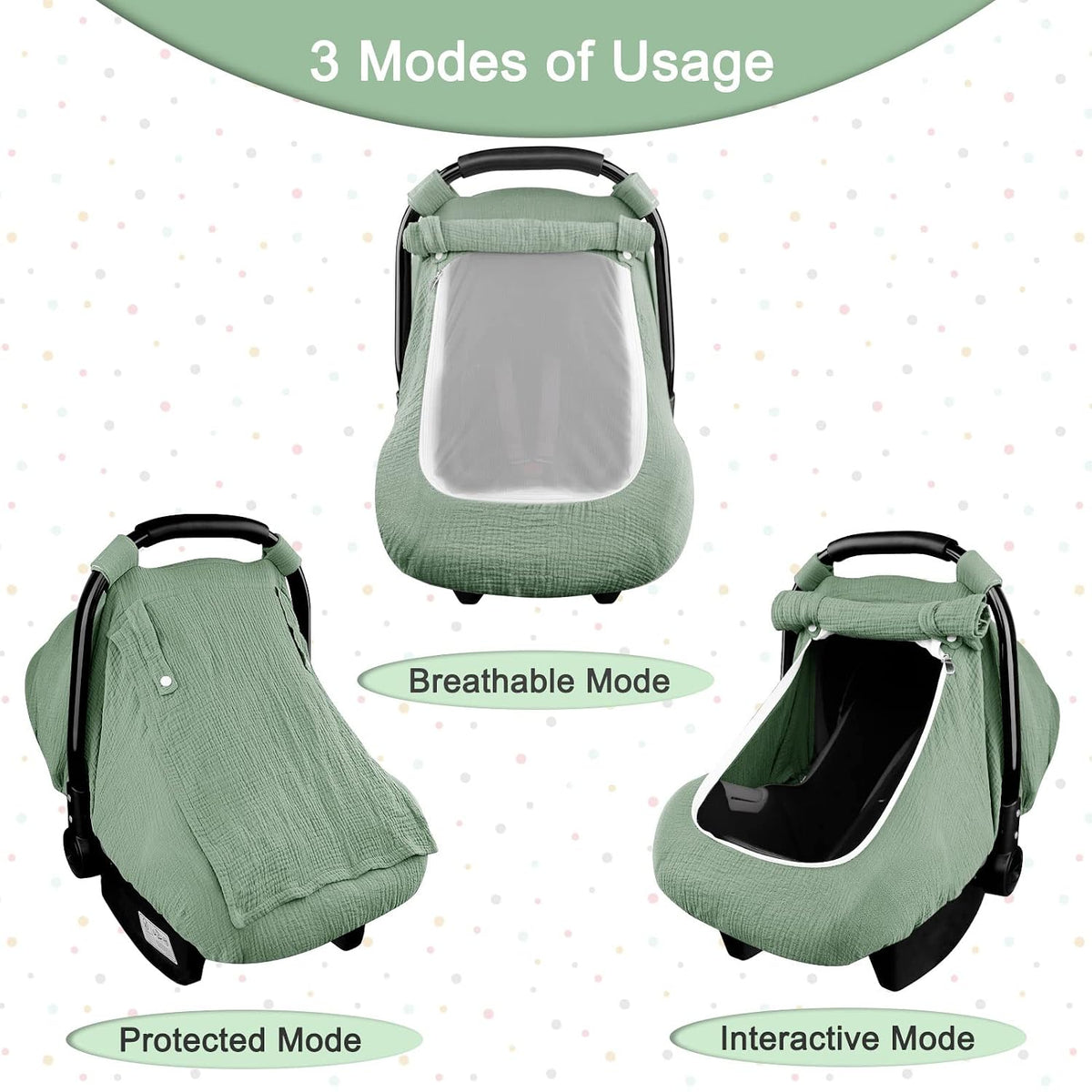 Muslin Car Seat Cover Baby, Summer Car Seat Covers for Babies, Infants, and Newborns, Ultra Soft Breathable Universal Fit Stroller Carseat Canopy Covers for Boys Girls (Heart)