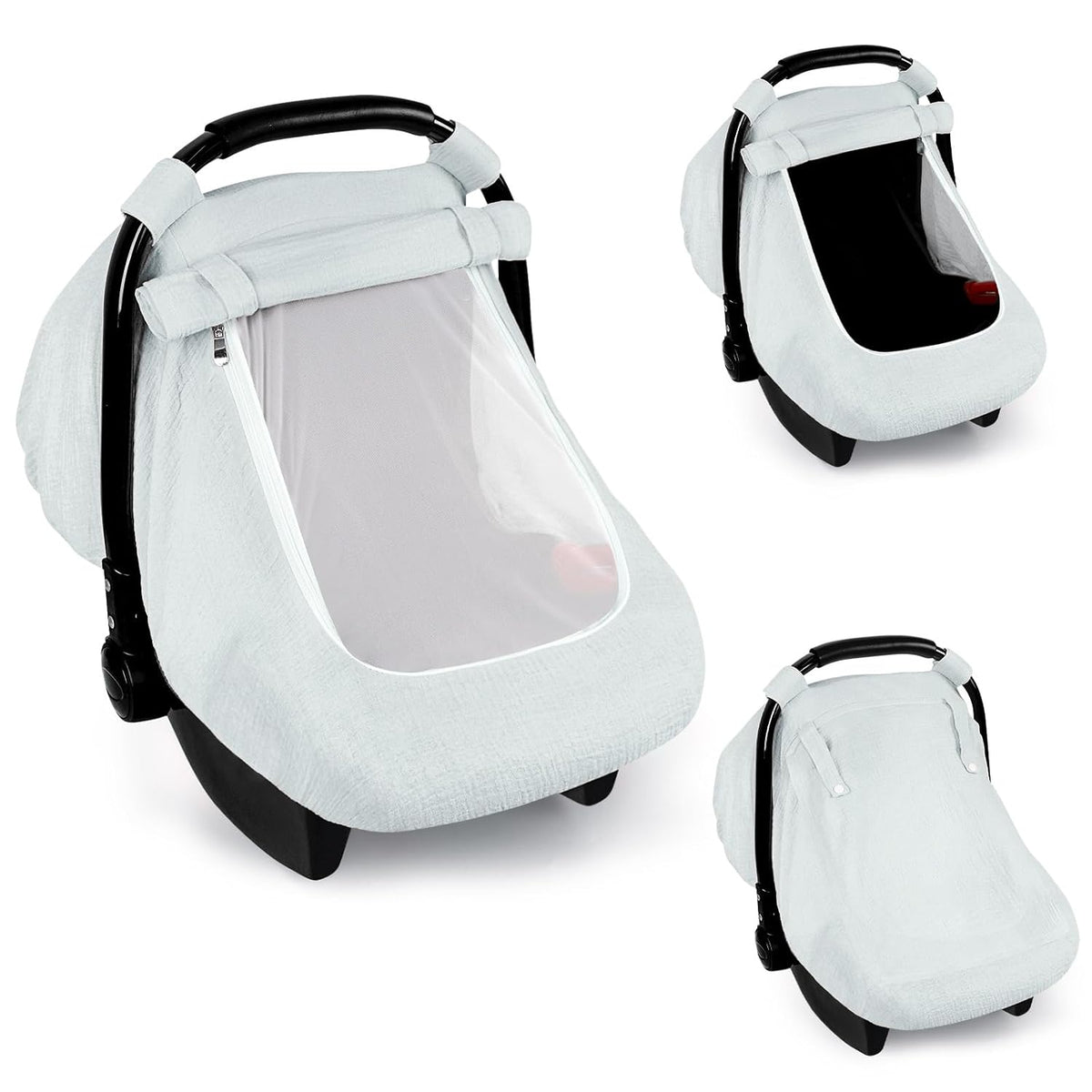 Muslin Car Seat Cover Baby, Summer Car Seat Covers for Babies, Infants, and Newborns, Ultra Soft Breathable Universal Fit Stroller Carseat Canopy Covers for Boys Girls (Heart)