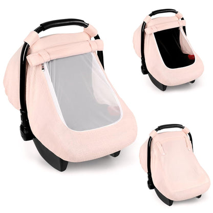 Muslin Car Seat Cover Baby, Summer Car Seat Covers for Babies, Infants, and Newborns, Ultra Soft Breathable Universal Fit Stroller Carseat Canopy Covers for Boys Girls (Heart)