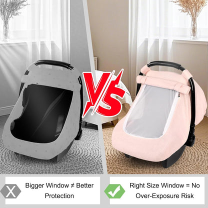 Muslin Car Seat Cover Baby, Summer Car Seat Covers for Babies, Infants, and Newborns, Ultra Soft Breathable Universal Fit Stroller Carseat Canopy Covers for Boys Girls (Heart)