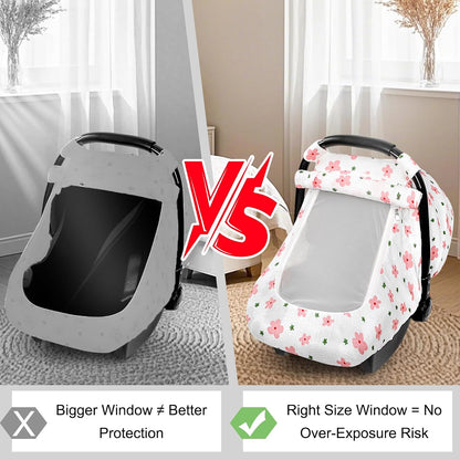Muslin Car Seat Cover Baby, Summer Car Seat Covers for Babies, Infants, and Newborns, Ultra Soft Breathable Universal Fit Stroller Carseat Canopy Covers for Boys Girls (Heart)
