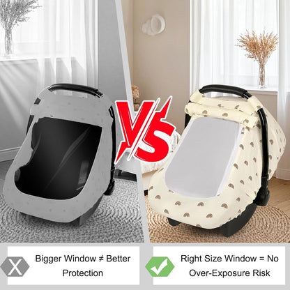Muslin Car Seat Cover Baby, Summer Car Seat Covers for Babies, Infants, and Newborns, Ultra Soft Breathable Universal Fit Stroller Carseat Canopy Covers for Boys Girls (Heart)