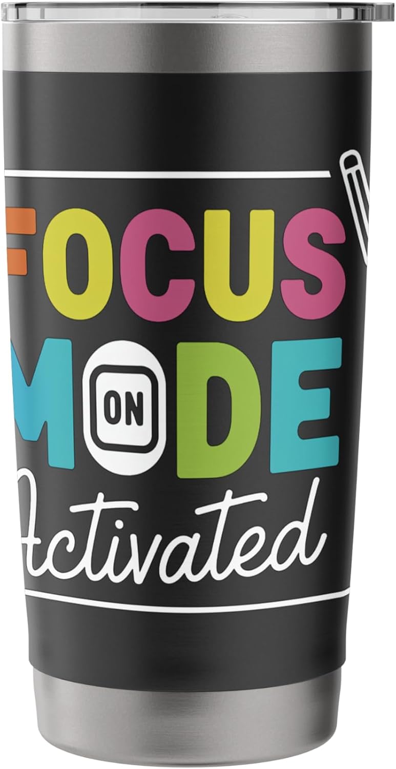 Focus Mode Activated with Colorful Text Stainless Steel Insulated Tumbler