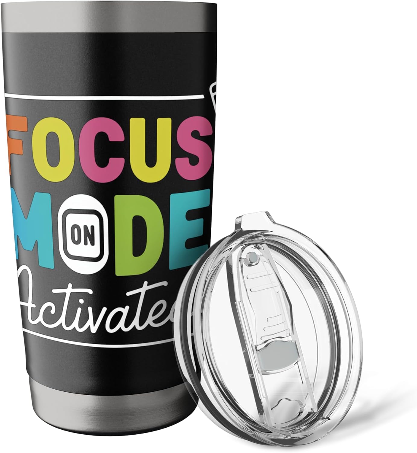 Focus Mode Activated with Colorful Text Stainless Steel Insulated Tumbler