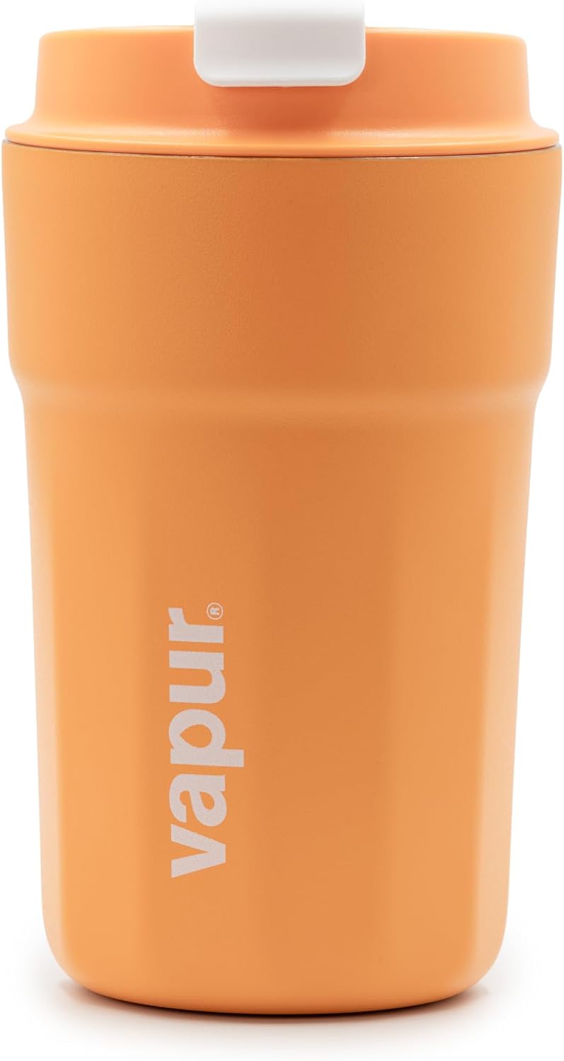 All Purpose Reusable Insulated Tumbler Cup with Flip Top Lid, Perfect for Morning Coffee and Ice Cold Drinks, Ideal for Travel and Fits in Most Cup Holders, 12 Ounce, Apricot, Pack of 1