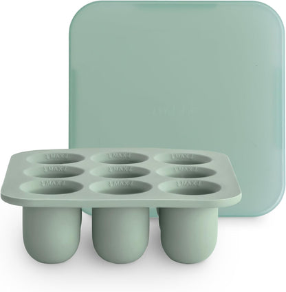 Fresh Food Feeder Freezer Tray with Lid for Frozen Baby Food | 9 Cups x 0.5 oz | BPA Free Storage Container (Tradewinds)