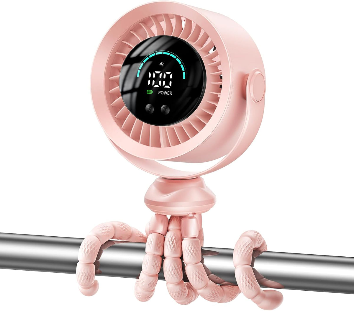 Portable Stroller Fan, 360° Rotation, 17 Hrs Long-Lasting, 100-Speed