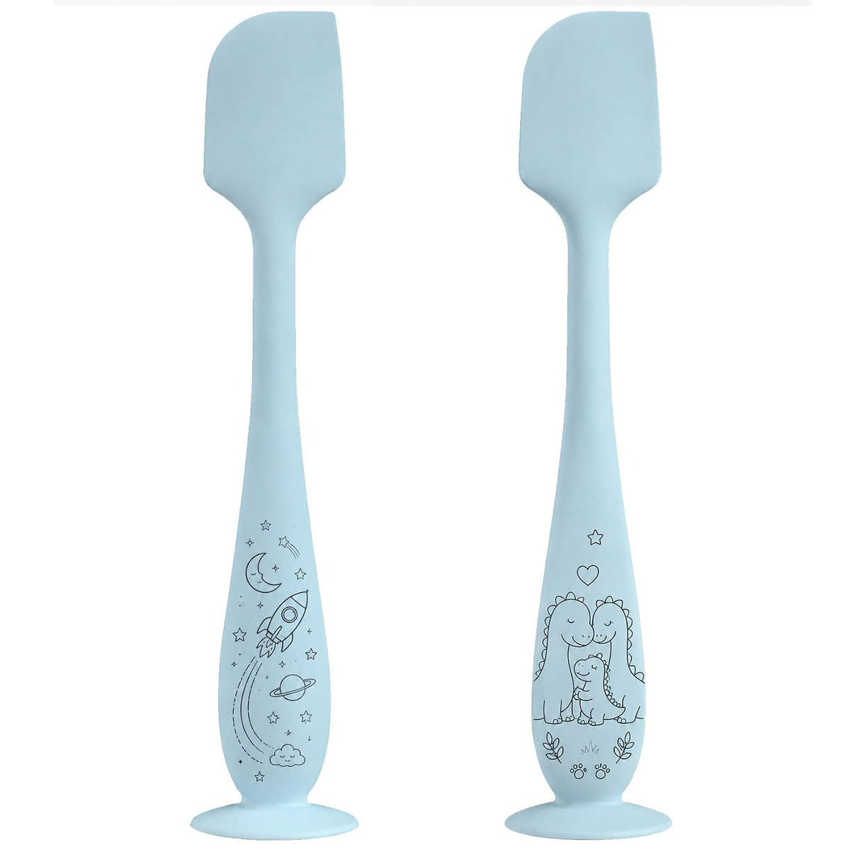 2 Pack Diaper Cream Spatula With Hygienic Travel Case, Baby Butt Paste Applicator With Suction Base, Soft Silicone Diaper Rash Cream Applicator Large Size (Blue & Brown)