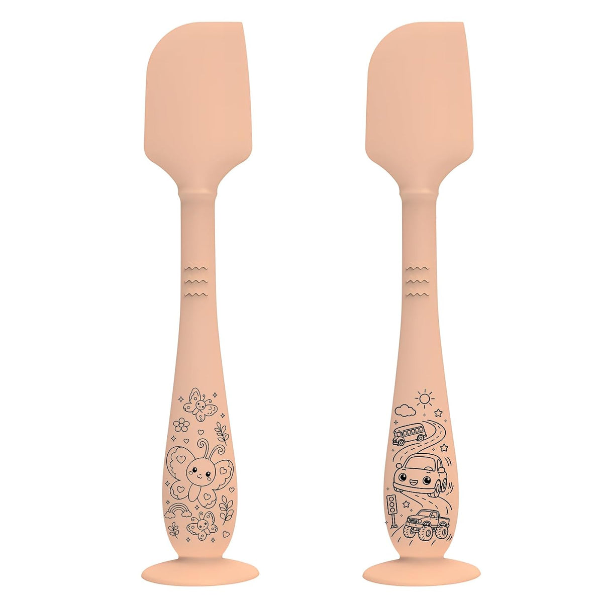 2 Pack Diaper Cream Spatula With Hygienic Travel Case, Baby Butt Paste Applicator With Suction Base, Soft Silicone Diaper Rash Cream Applicator Large Size (Blue & Brown)