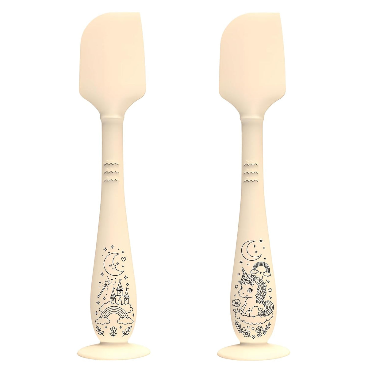 2 Pack Diaper Cream Spatula With Hygienic Travel Case, Baby Butt Paste Applicator With Suction Base, Soft Silicone Diaper Rash Cream Applicator Large Size (Blue & Brown)