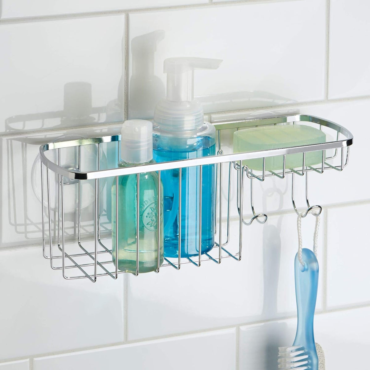 Gia Polished Stainless Steel Suction Combo Organizer Basket