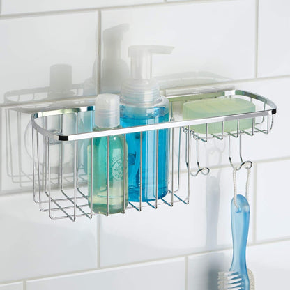 Gia Polished Stainless Steel Suction Combo Organizer Basket