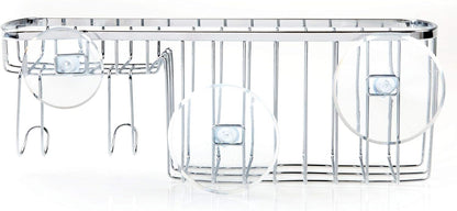 Gia Polished Stainless Steel Suction Combo Organizer Basket