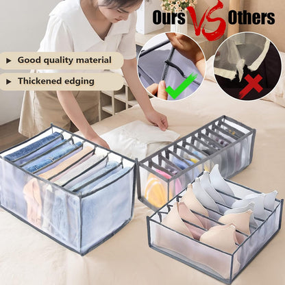 Wardrobe Clothes Organizer, Drawer Organizer for Clothing, Closet Organizers and Storage, Drawer Dividers for Clothes, Mesh Separation Box for Thin Jeans, Trousers, T-shirts, Skirts