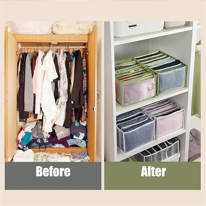 Wardrobe Clothes Organizer, Drawer Organizer for Clothing, Closet Organizers and Storage, Drawer Dividers for Clothes, Mesh Separation Box for Thin Jeans, Trousers, T-shirts, Skirts
