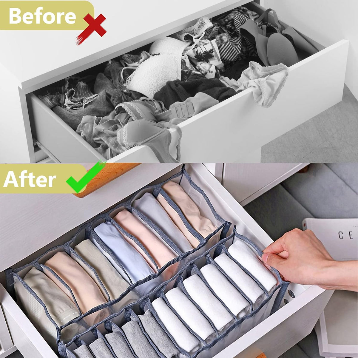 Wardrobe Clothes Organizer, Drawer Organizer for Clothing, Closet Organizers and Storage, Drawer Dividers for Clothes, Mesh Separation Box for Thin Jeans, Trousers, T-shirts, Skirts