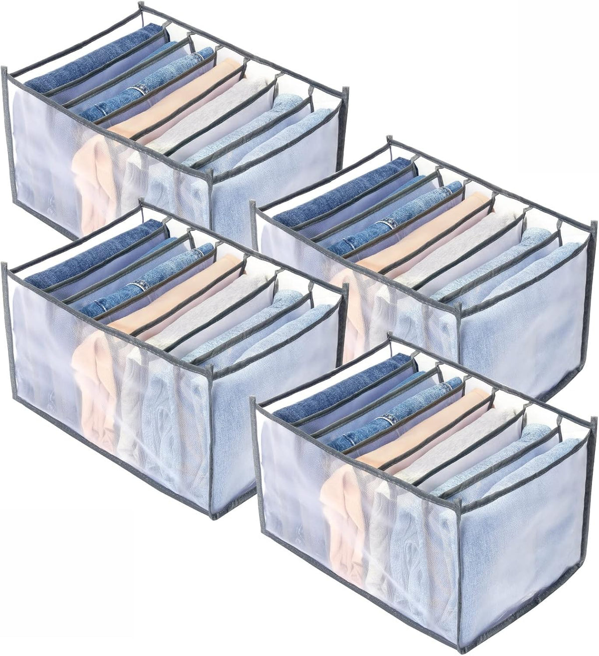 Wardrobe Clothes Organizer, Drawer Organizer for Clothing, Closet Organizers and Storage, Drawer Dividers for Clothes, Mesh Separation Box for Thin Jeans, Trousers, T-shirts, Skirts