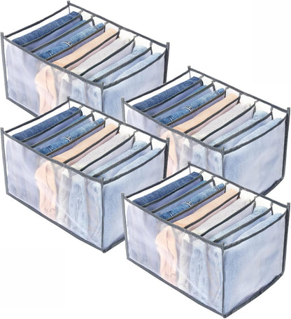 Wardrobe Clothes Organizer, Drawer Organizer for Clothing, Closet Organizers and Storage, Drawer Dividers for Clothes, Mesh Separation Box for Thin Jeans, Trousers, T-shirts, Skirts