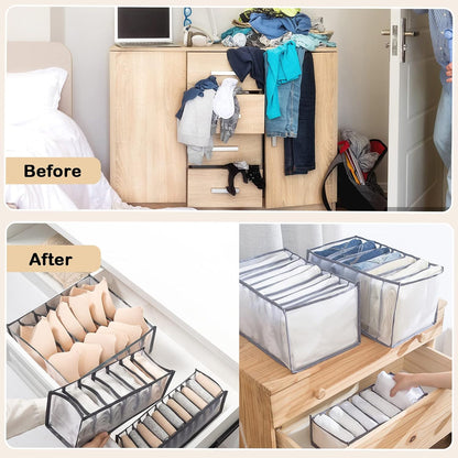 Wardrobe Clothes Organizer, Drawer Organizer for Clothing, Closet Organizers and Storage, Drawer Dividers for Clothes, Mesh Separation Box for Thin Jeans, Trousers, T-shirts, Skirts