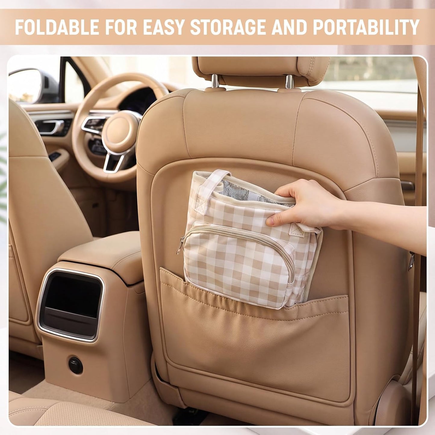 4 Compartments Drink Carrier Bag with Strap,Strawberry,Beige | Insulated Water Bottle Holder, Portable Tumbler Carrier Caddy, Car Commute to Work Coffee Drinking Takeout for Teacher
