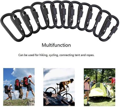 Locking Carabiner Clip, Vonpri 3 Inch D Ring Clips Spring Snap Key Chain Hook Screw Gate Aluminum Carabiners for Outdoor Travel Camping Fishing Hiking Backpack