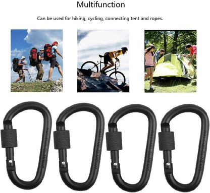 Locking Carabiner Clip, Vonpri 3 Inch D Ring Clips Spring Snap Key Chain Hook Screw Gate Aluminum Carabiners for Outdoor Travel Camping Fishing Hiking Backpack