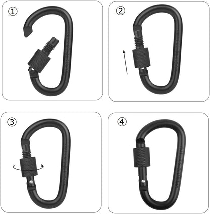 Locking Carabiner Clip, Vonpri 3 Inch D Ring Clips Spring Snap Key Chain Hook Screw Gate Aluminum Carabiners for Outdoor Travel Camping Fishing Hiking Backpack