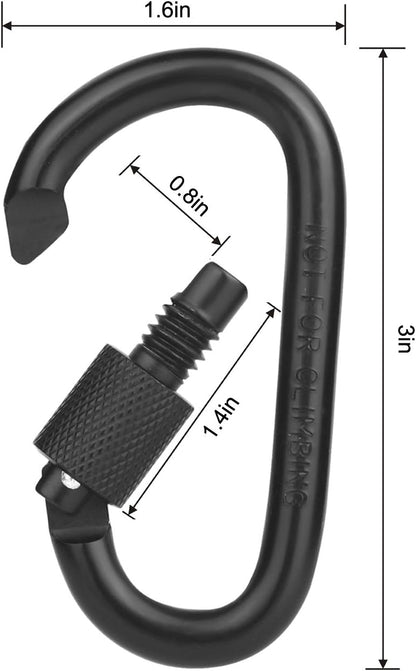 Locking Carabiner Clip, Vonpri 3 Inch D Ring Clips Spring Snap Key Chain Hook Screw Gate Aluminum Carabiners for Outdoor Travel Camping Fishing Hiking Backpack