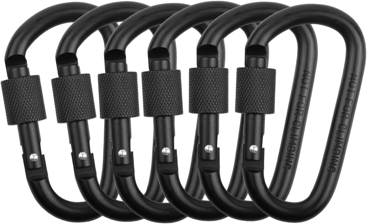 Locking Carabiner Clip, Vonpri 3 Inch D Ring Clips Spring Snap Key Chain Hook Screw Gate Aluminum Carabiners for Outdoor Travel Camping Fishing Hiking Backpack